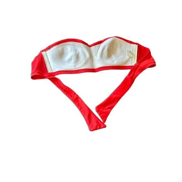 J.Crew Red Strapless Bikini Top M 81% Nylon 19% Lycra Spandex - Picture 4 of 4